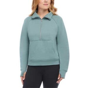 XXL- Danskin half Zip funnel neck top Kangaroo Sweatshirt with Thumbholes green